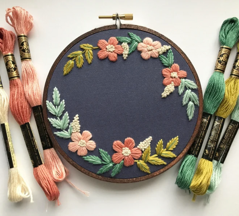 Embroidered Flowers in a hoop 