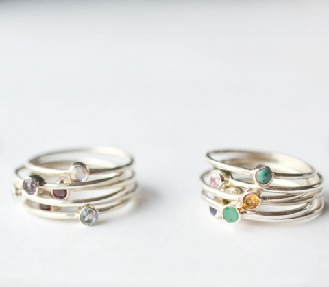 Stacking rings with birth stones