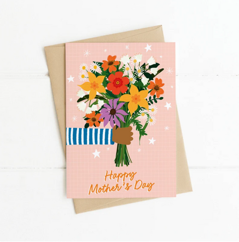 Mothers Day card with flowers and different skin tone options