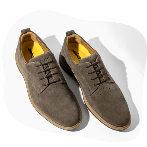 Slate-brown men’s suede dress shoes from Amberjack