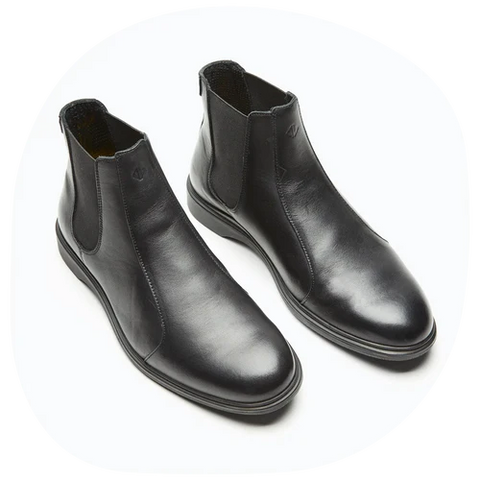 The Chelsea Obsidian Black Leather Men's boot from Amberjack