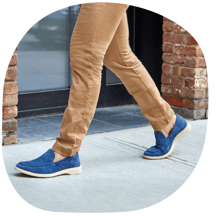 Person walking in The Loafer in Blue Cobalt Suede from Amberjack