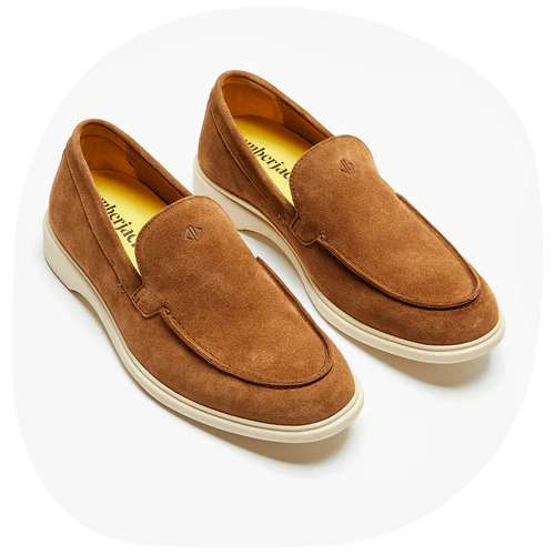 Grizzly-brown suede loafers from Amberjack