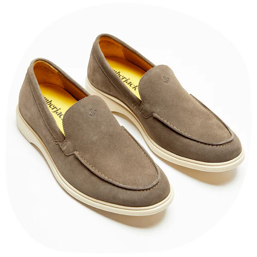The Loafer Slate men’s suede loafers from Amberjack