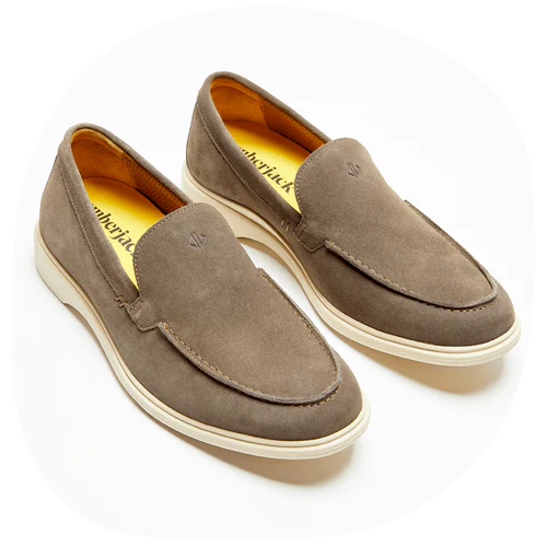 Slate-grey suede loafers from Amberjack