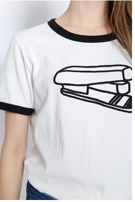 Stapler embroidered T-shirt