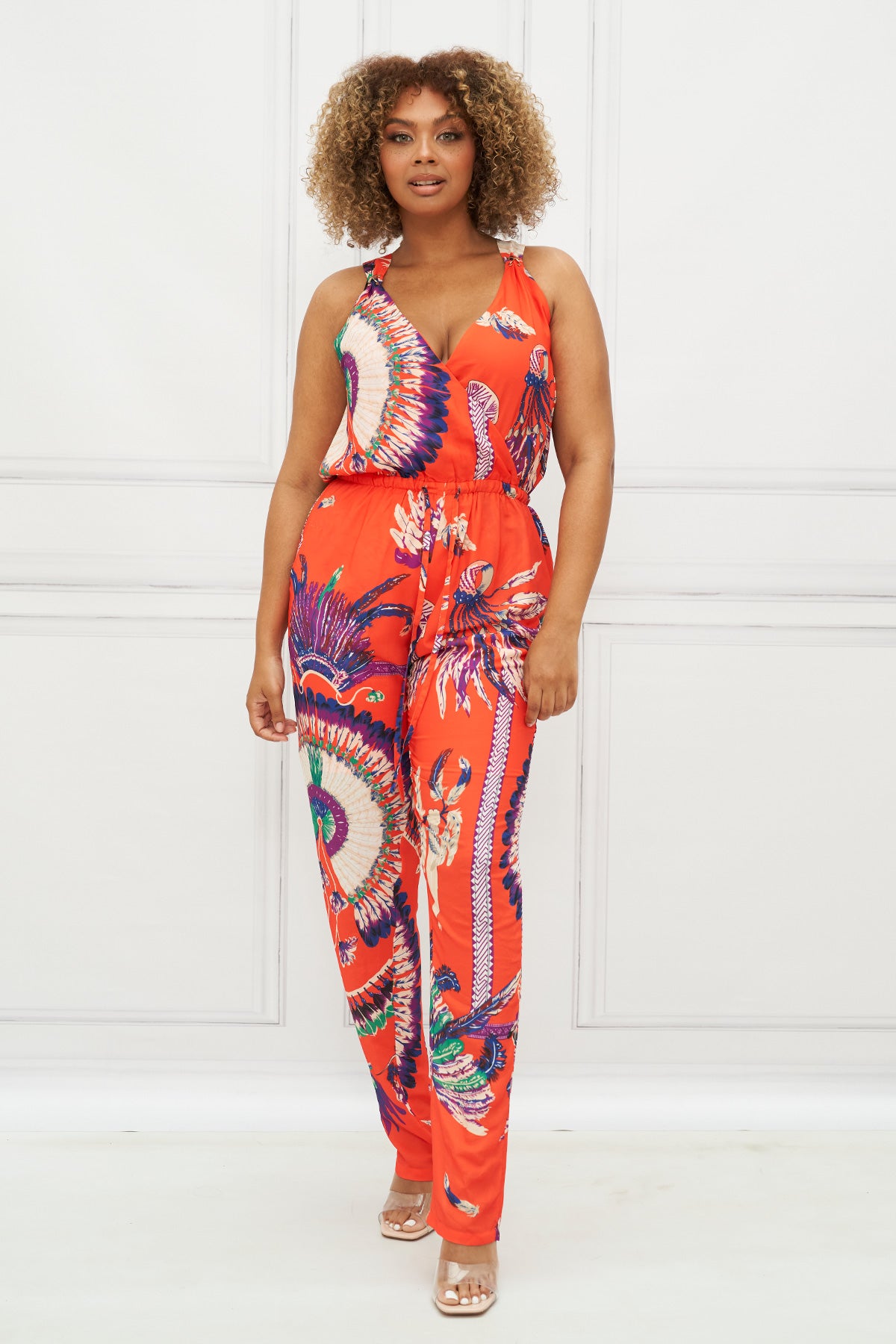 plus size coral jumpsuit