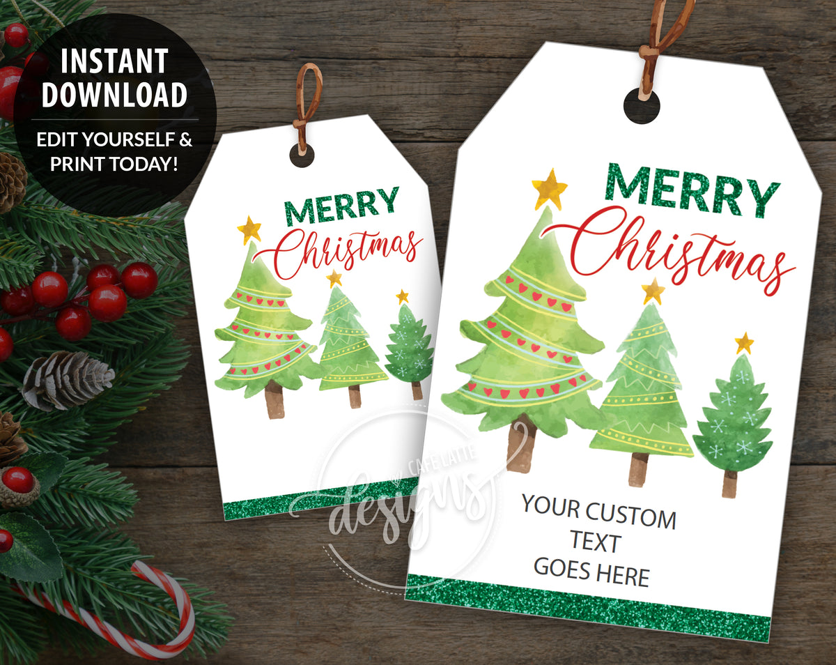 Christmas Gift Tags with Trees Printable Editable - Instant Download ...