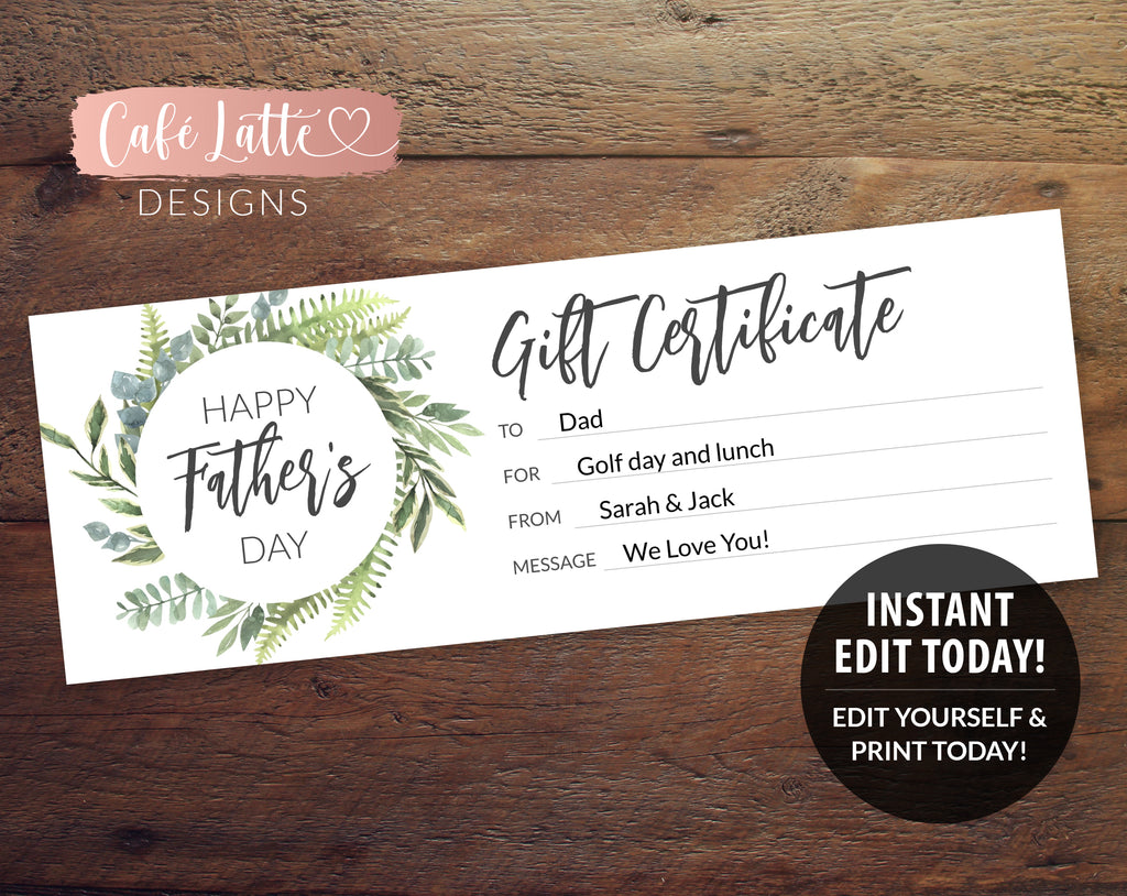 personalized gift certificate template