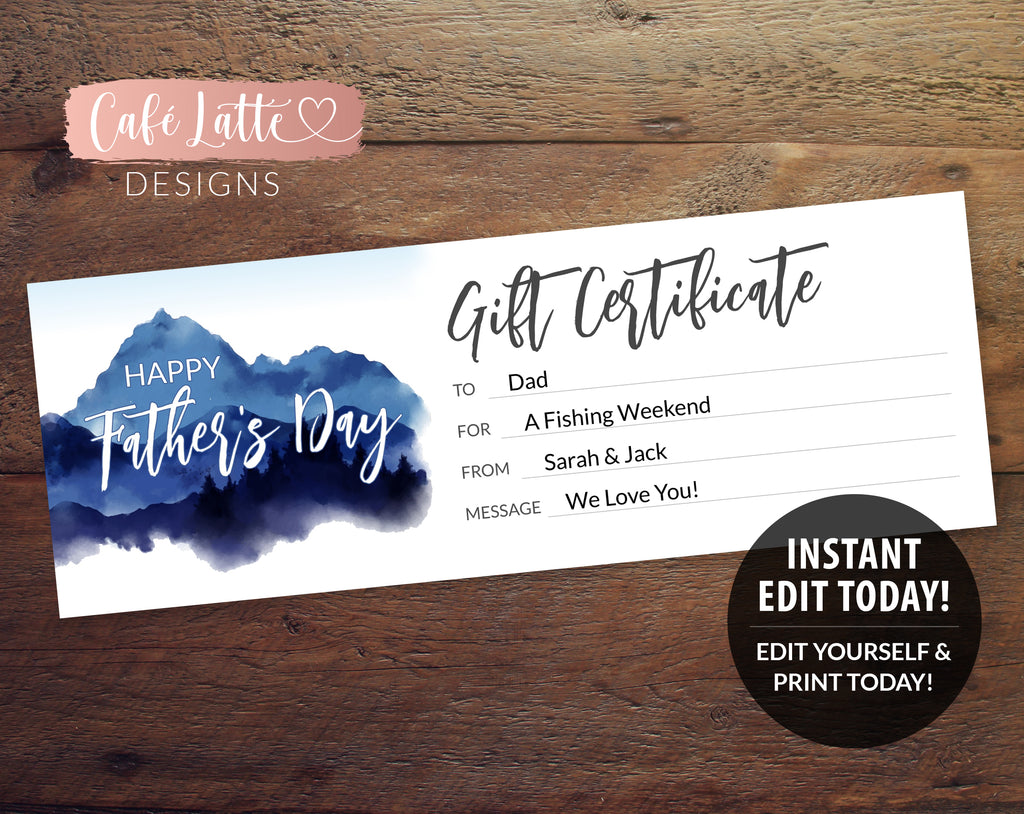 GOLF Gift Certificate Editable Template Printable, Personalized Golf G –  Café Latte Designs