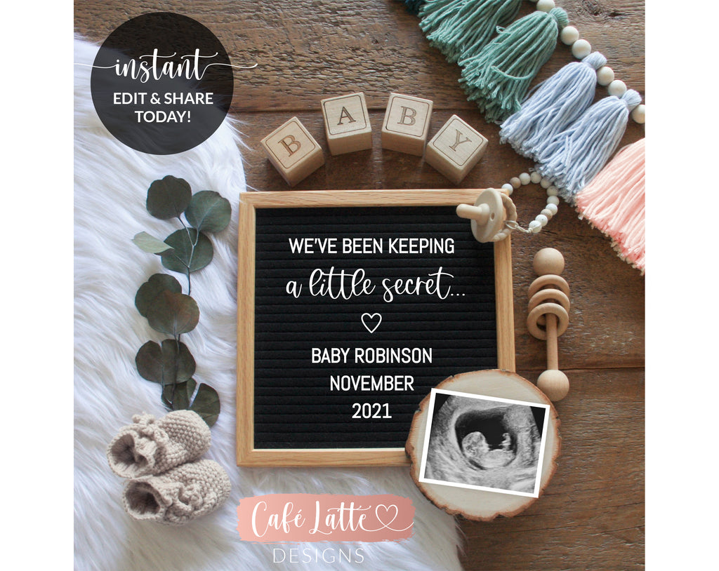 Pregnancy Announcement Digital, We've Been Keeping a Secret, Baby  Announcement, Gender Neutral, Editable, Instant Download, Instagram, Corjl