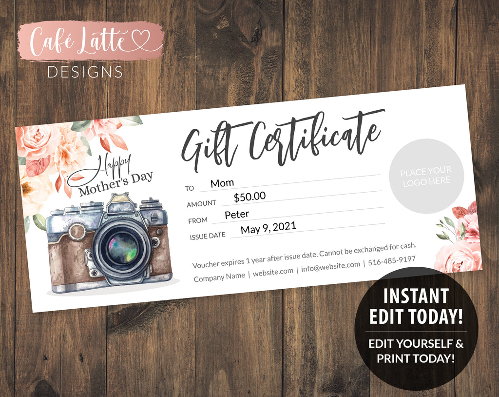 Free custom photography gift certificate templates