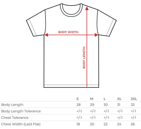 tee shirt size chart