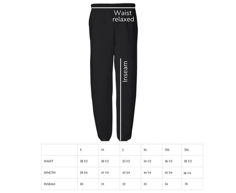 sweatpants size chart