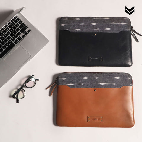 Leather laptop sleeve in two colours