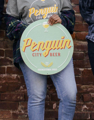 Penguin City Brewing Company Metal Aluminum Tin Tacker Sign awesome add to your brewery branding.