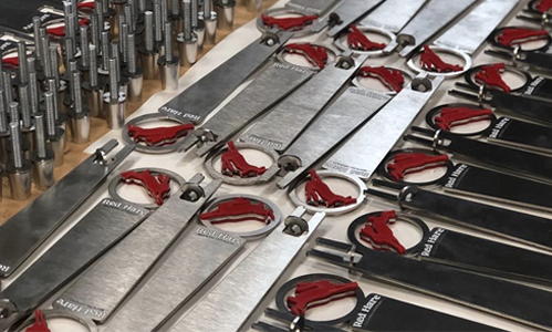 Red Hare Brewing American made tap handles using American sourced steel.