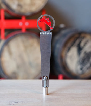 Red Hare Brewing custom metal tap handle