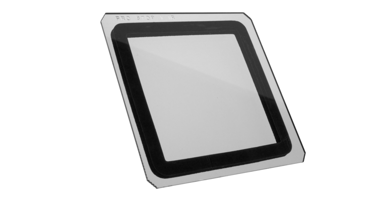 an image of a square formatt hitech neautral density filter with a foam gasket applied to one side near the edges. The center and edges of the filter are uncovered