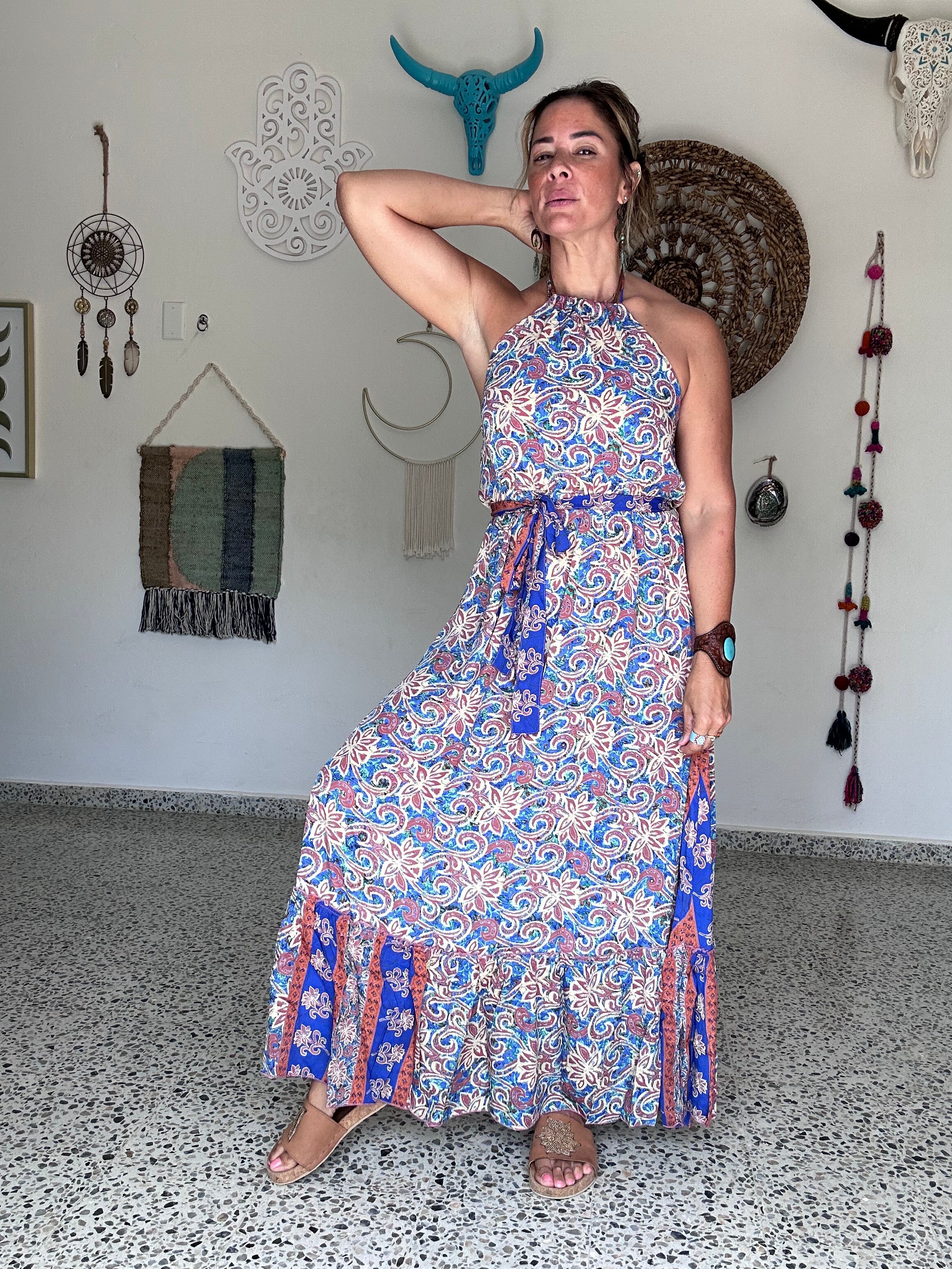 Pretty in Blue Halter Maxi