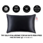 Black inflatable pillow with three quality assurance seals and a 30 days refund offer text.