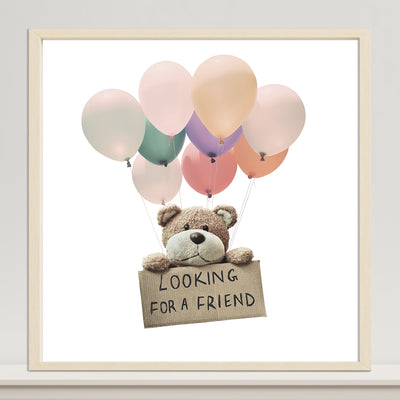 floating teddy bear with balloons