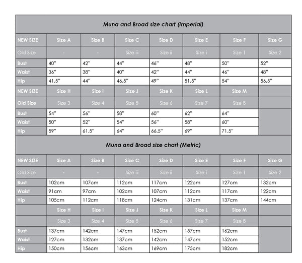 Our new, expanded size range – Muna and Broad