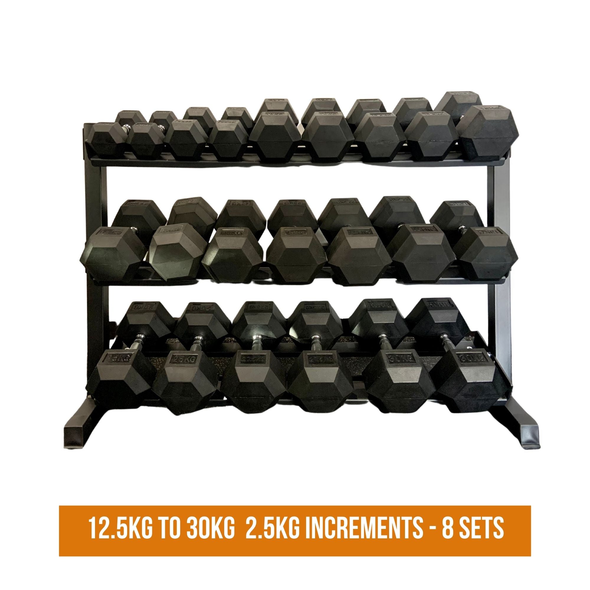 VULCAN Commercial Hex Dumbbells 12.5kg to 35kg 2.5kg Increments 1