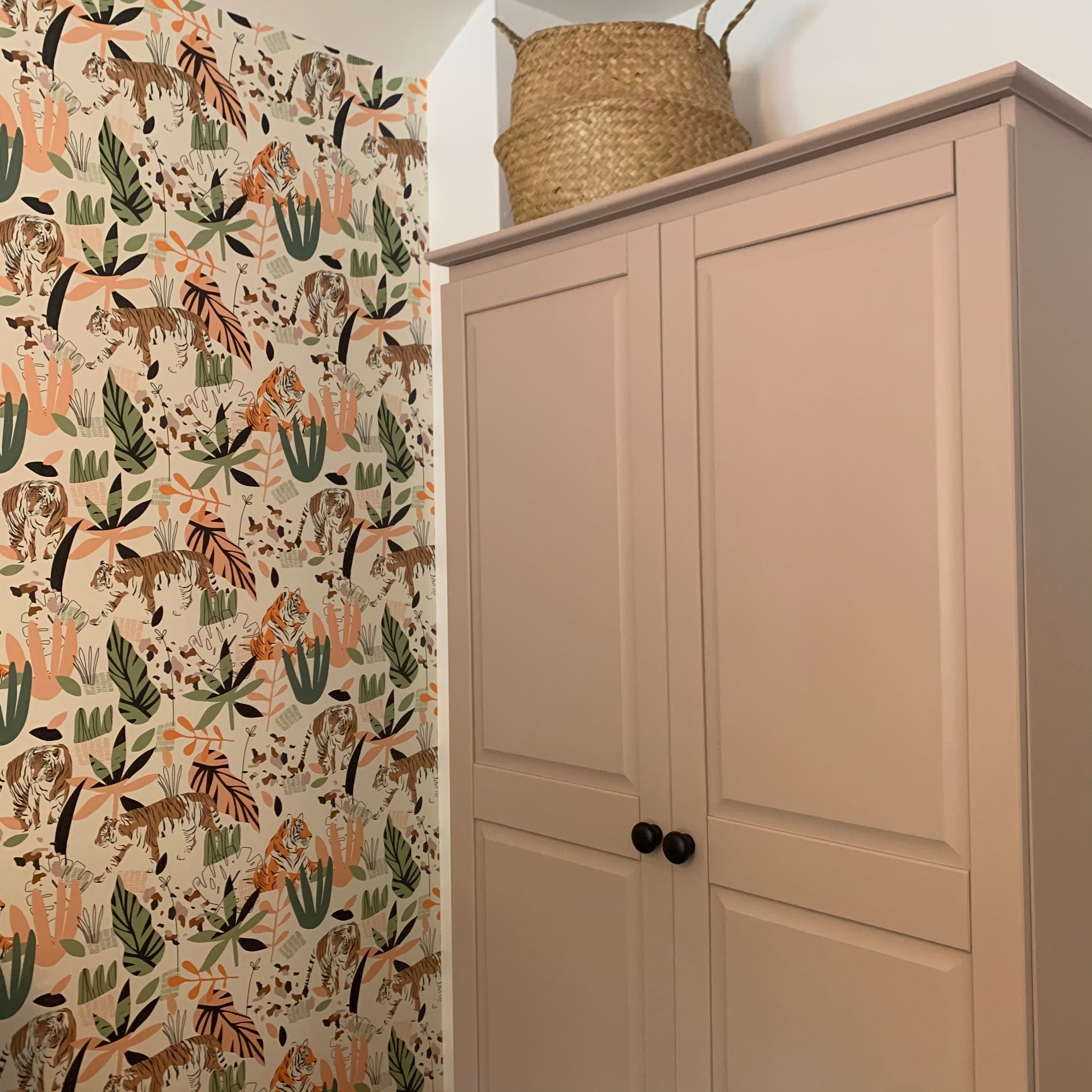 Wild and Free Wallpaper in Jungle Greens, Terracotta and Sandstone bedroom @our.home.down.the.lane.jpeg__PID:c8d14f37-b477-4d06-9953-22d94afd3f74