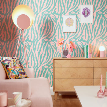 Animal Instinct Wallpaper in Ochre and Pink – Lust Home