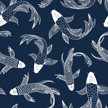 Tropic Like It's Hot Wallpaper in Indigo Blue and Tropical Green