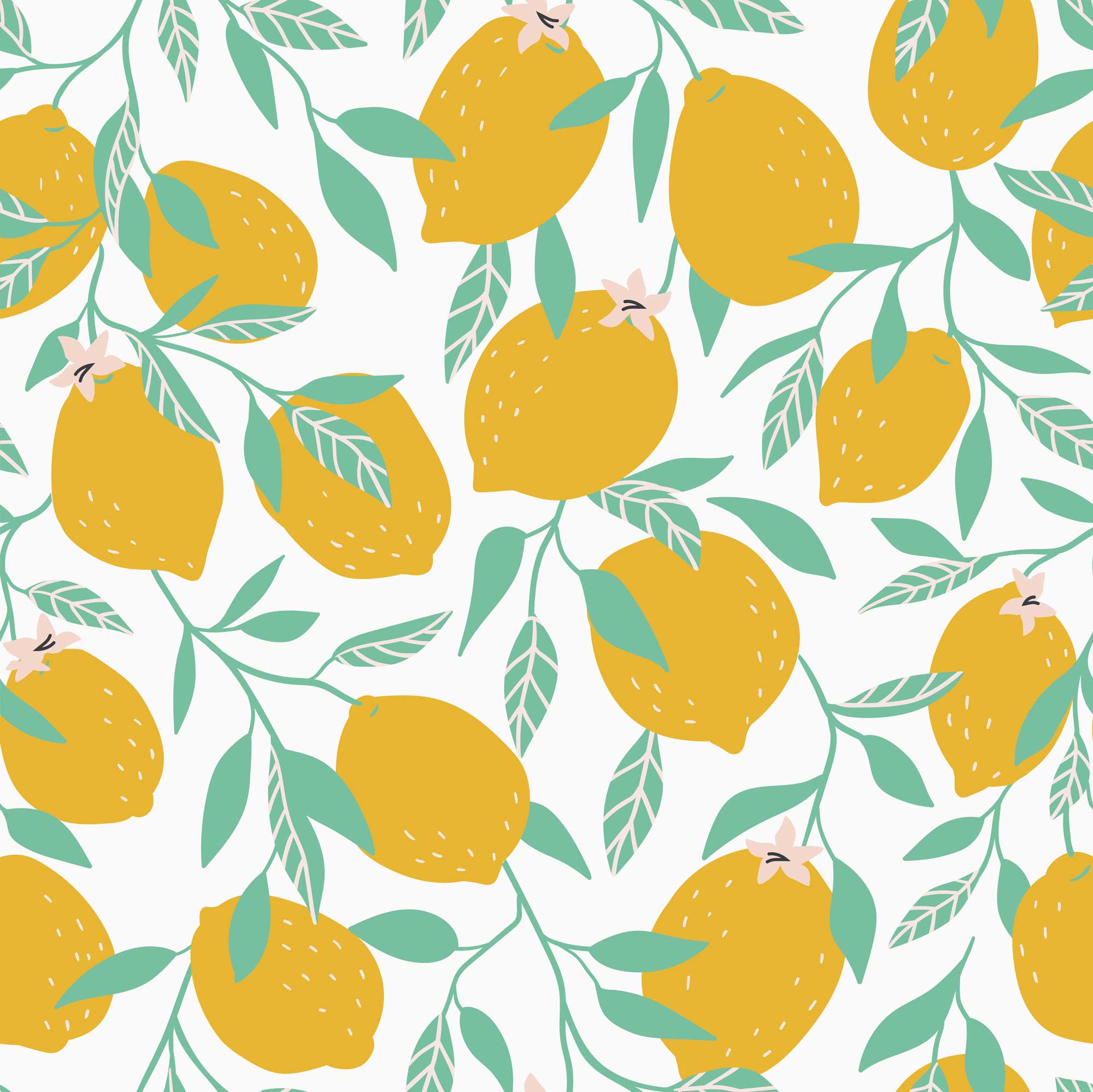 Freshly Squeezed Wallpaper in Lemon Yellow and Aquamarine | Lust Home