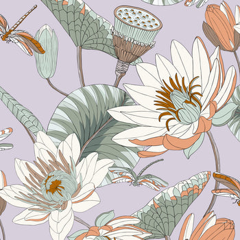 Wild Thing Wallpaper in Dove Grey, Tangerine and Peach