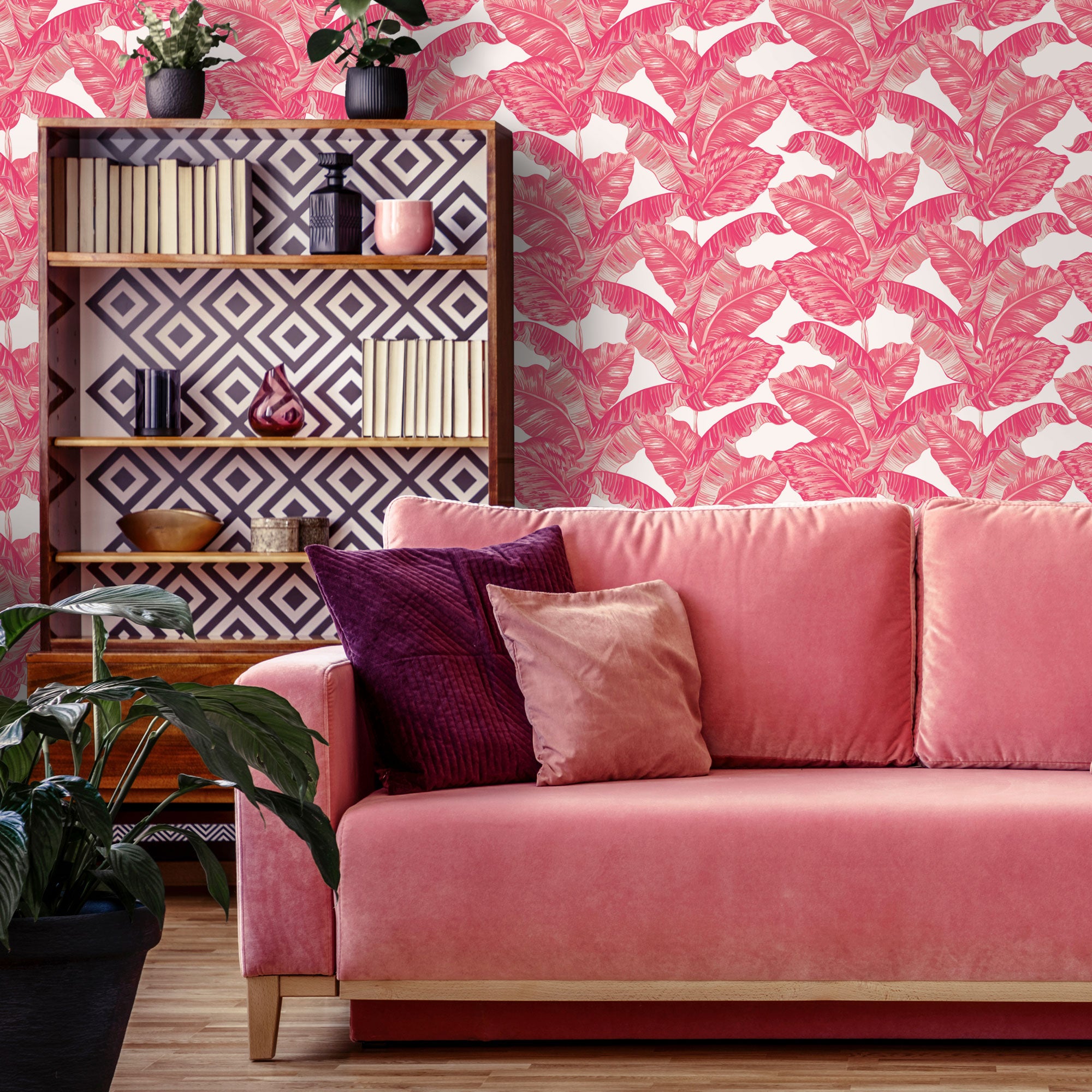 hot pink pattern wallpaper