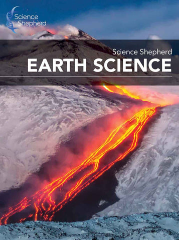 Earth Science homeschool curriculum cover image of a volcano erupting with lava