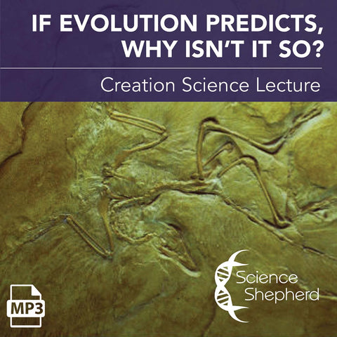 Cover of If Evolution Predicts, Why Isn't It So free mp3 lecture. Archaeopteryx fossil.