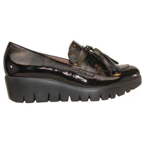 Tigge sort væsentligt Wonders Wedge Loafers - 33174 - Black - Greenes Shoes