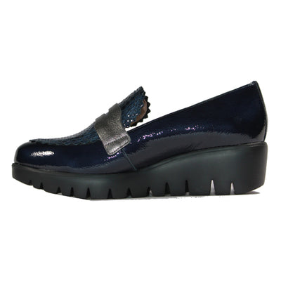 navy wedge loafers