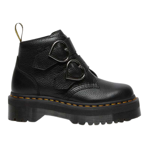Dr. Martens Cross Strap Platform Boots - Devonheart - Black - Greenes Shoes
