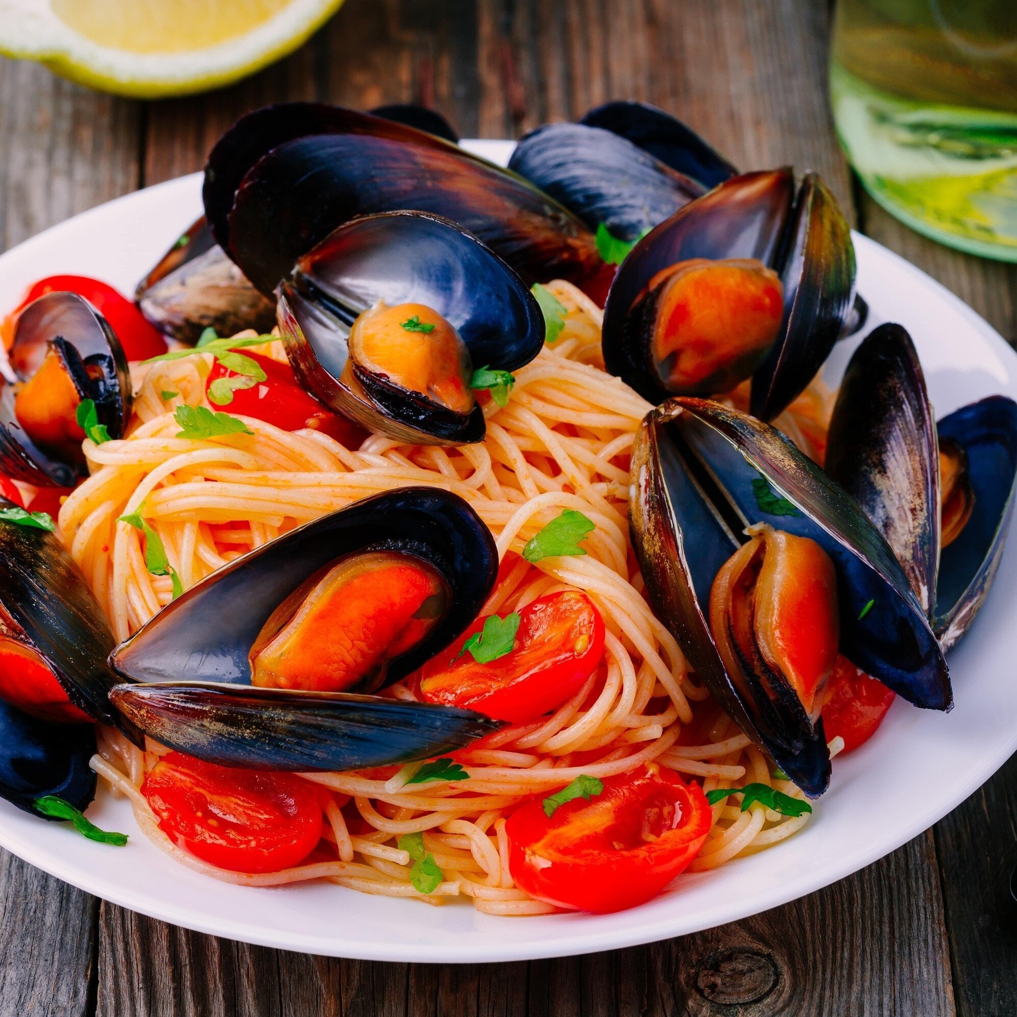 Spaghetti con le cozze e pomodorini