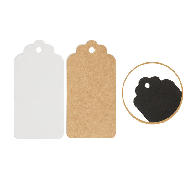 Kraft Brown Scallop Gift Tags with String (Pack of 100)