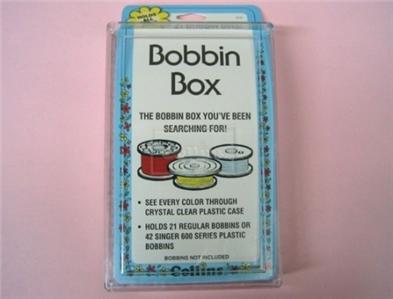 Dritz Bobbin Storage Box - Holds 32 Machine Bobbins - Plastic - Clear Lid 