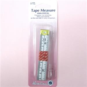 Hemline 60 Long, Fiberglass Tape Measure With Inches & Metric On One Side  - Cutex Sewing Supplies