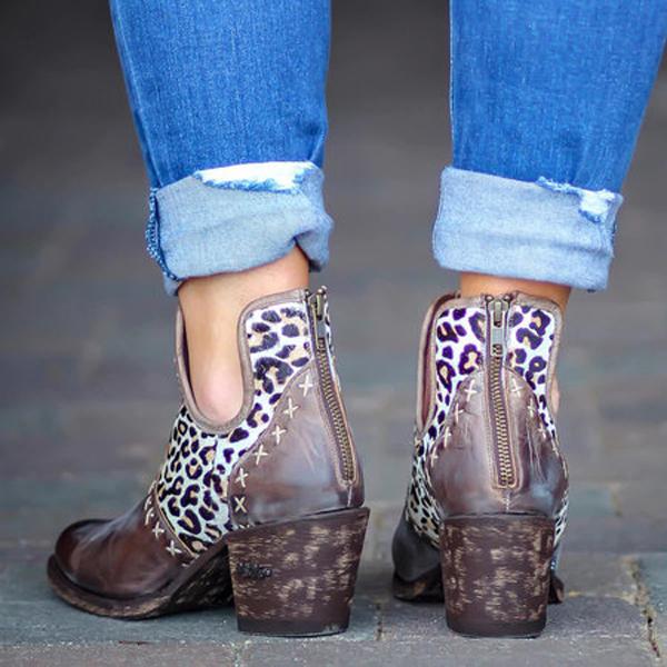 leopard cut out booties