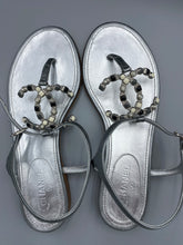 Load image into Gallery viewer, Chanel Interlocking CC Logo T-Strap Sandals