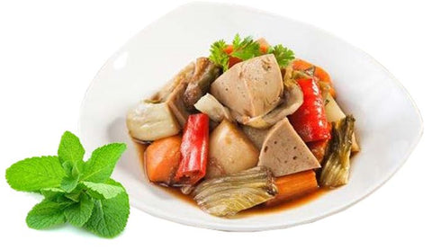 Vegan Pork Loaf stew with vegetable
