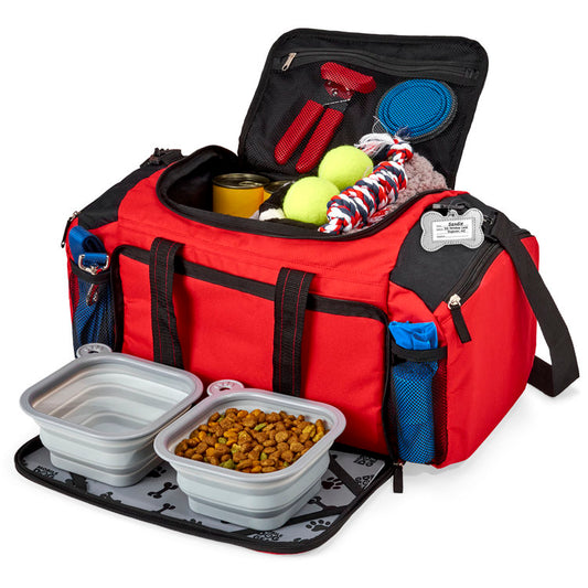 Mobile Dog Gear, Pet Carrier Plus, Small Dog Carrier Includes 2 Lined Food  Carriers, Placemat and 2 Collapsible Dog Bowls, Gray