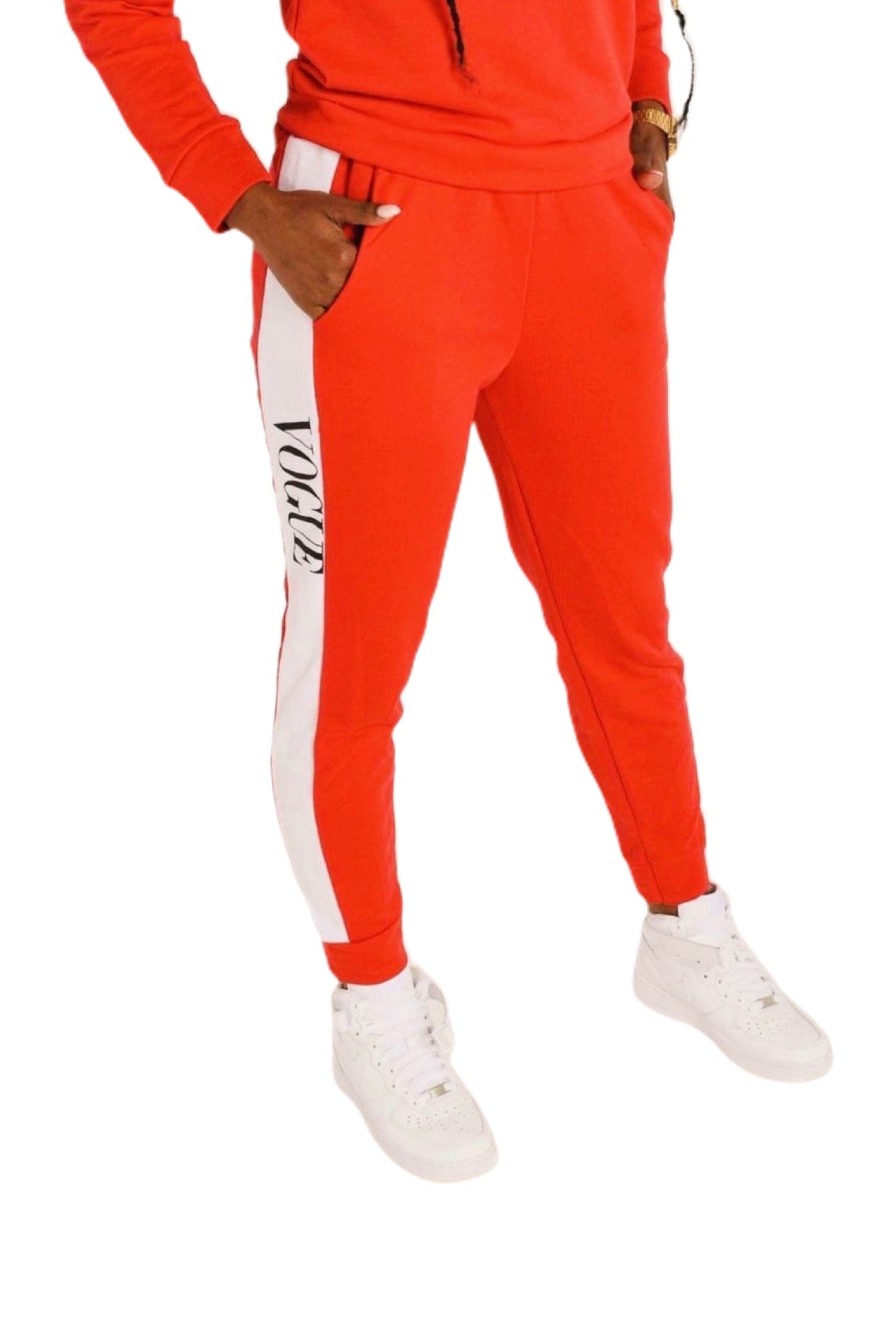 red tracksuit bottoms