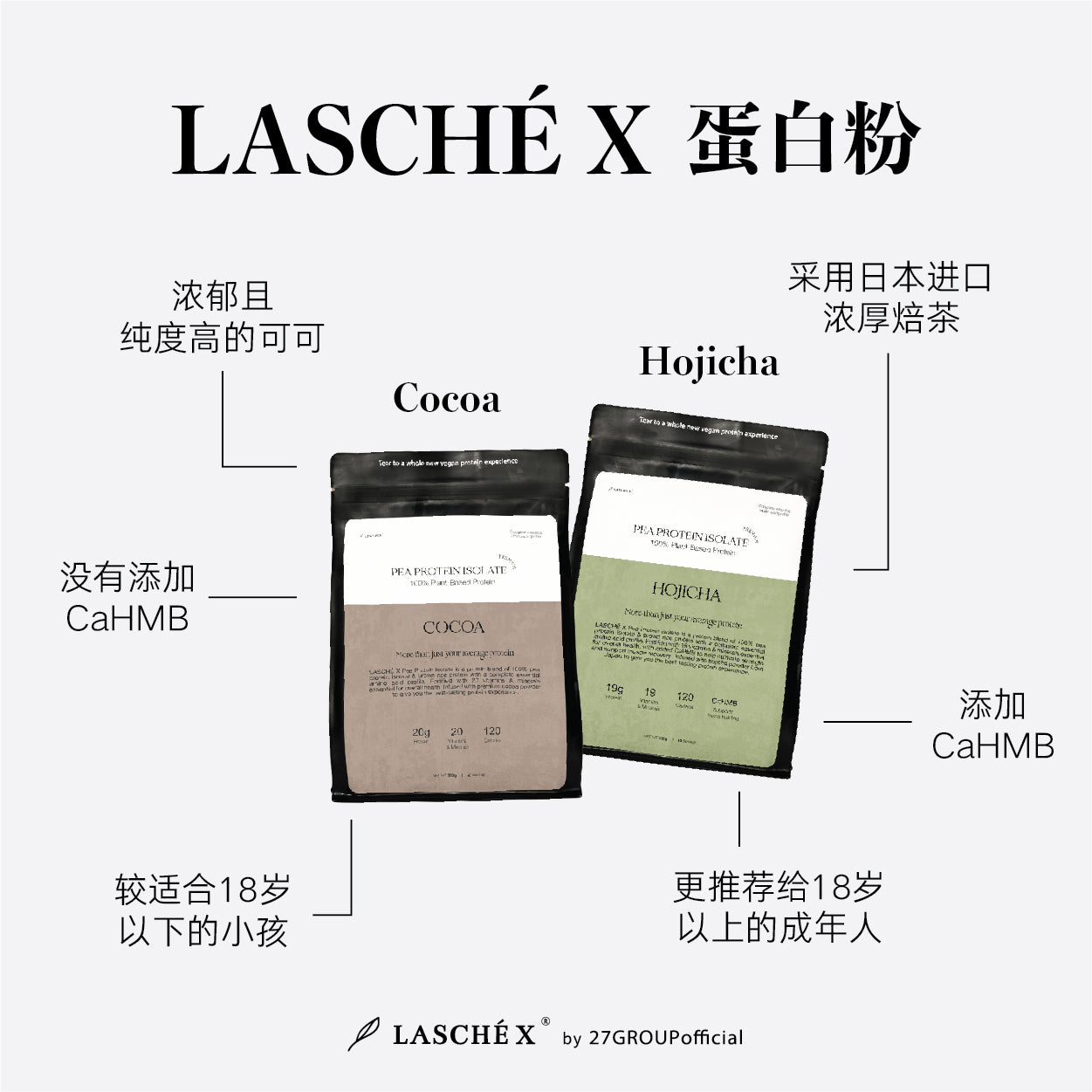 介绍LaschéX蛋白粉的两种口味可可&焙茶