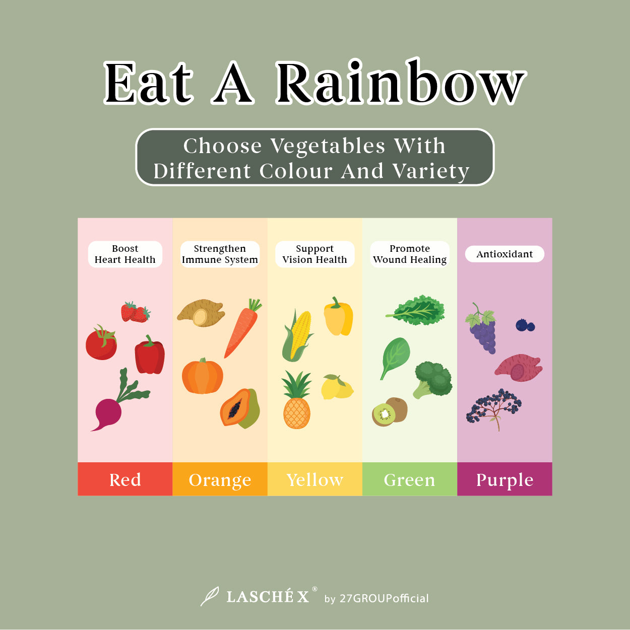  Choose Vegetables With Different Colour And Variety, Eat A Rainbow